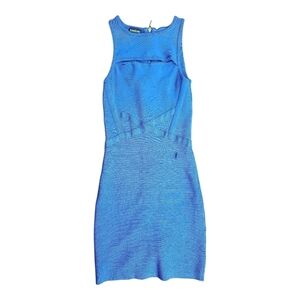 Bebe Nautical Blue Bodycon Bandage Dress Size Small Rayon Spandex